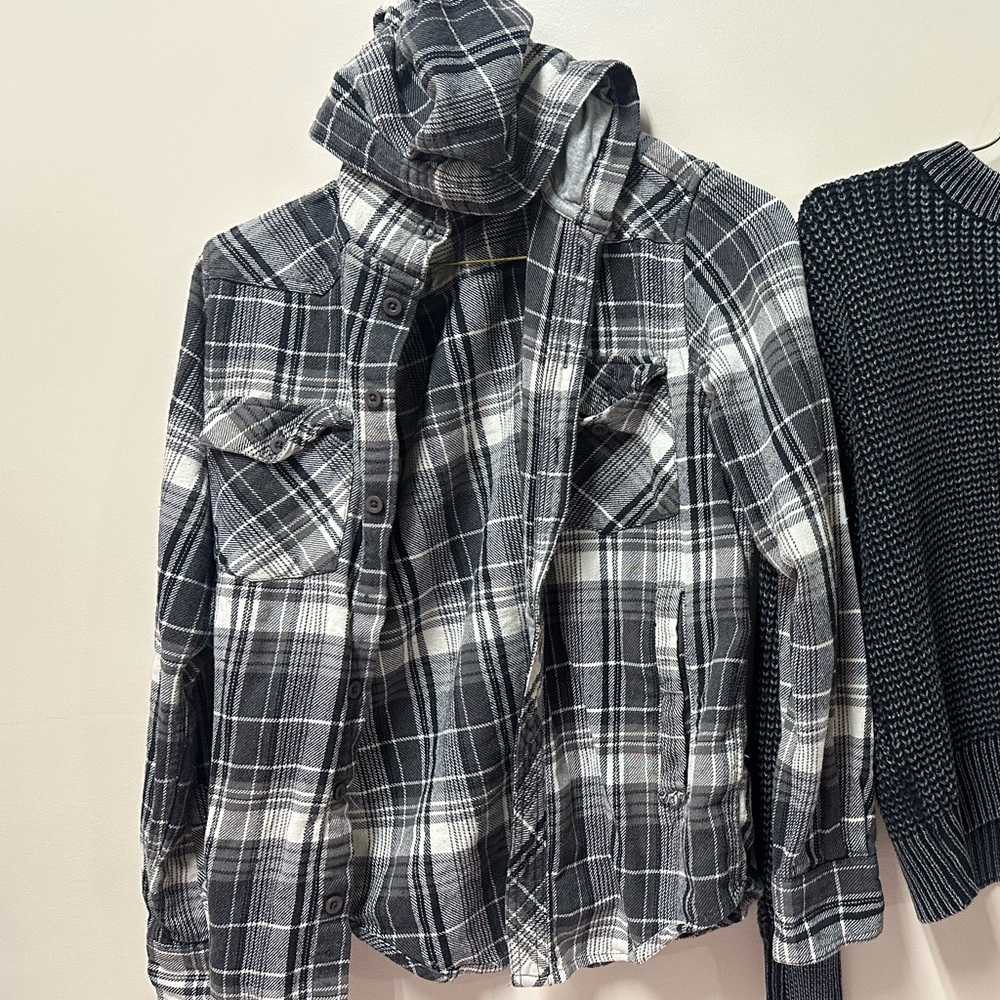Plaid Black and White Women's Hoodie